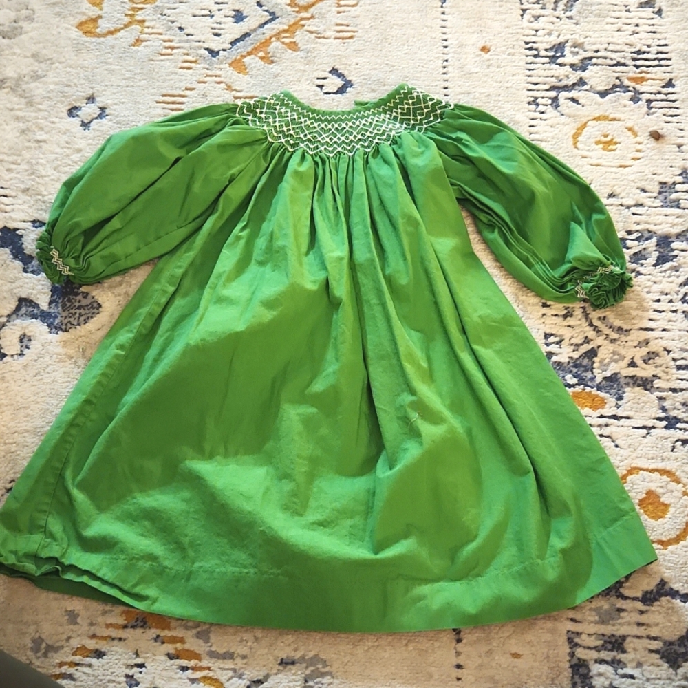 Green smocked dress